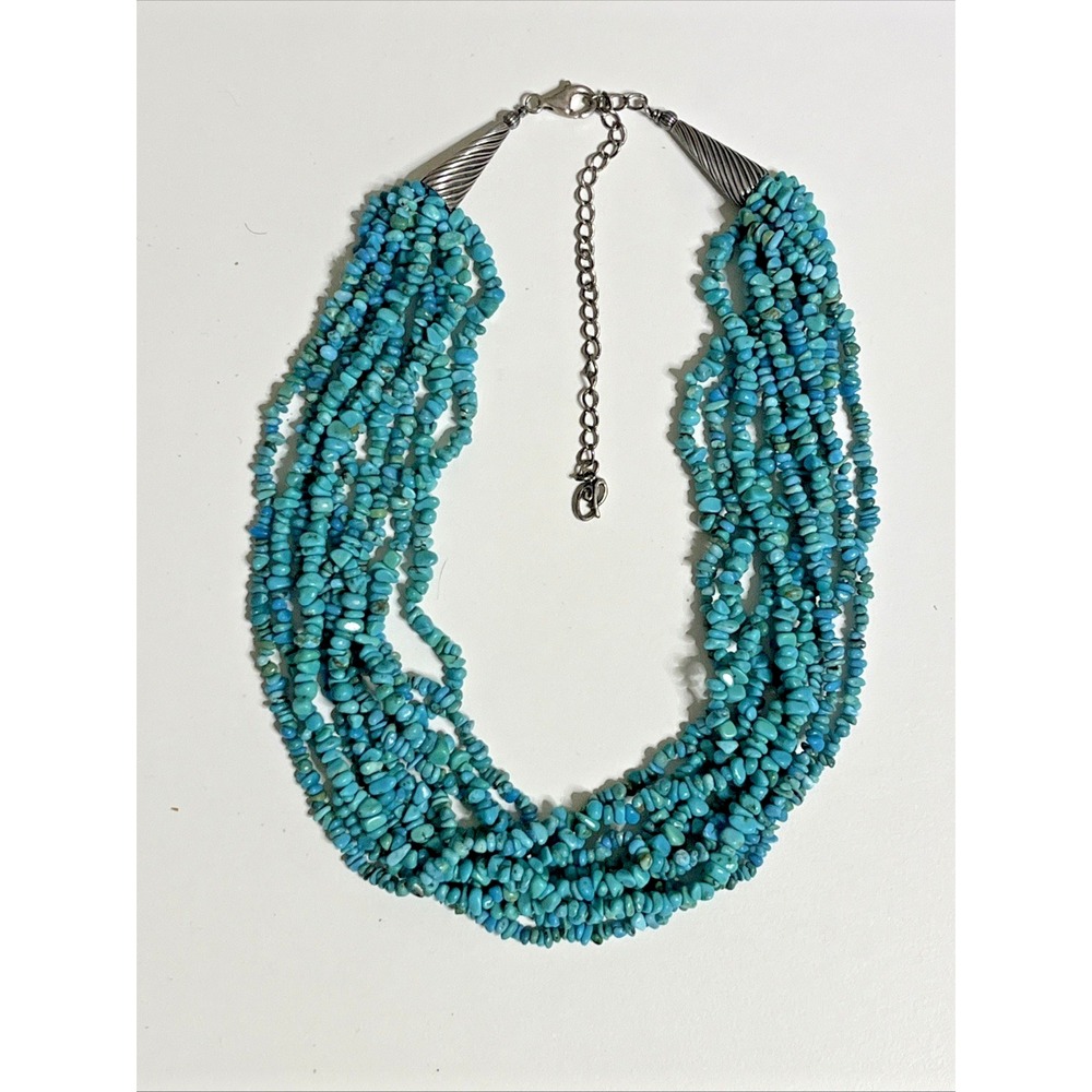 Carolyn Pollack Relios Turquoise Necklace Sterling Silver Multi-Strand 18"